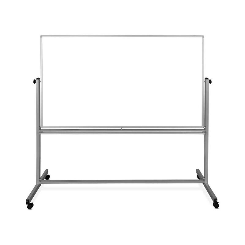 LUXOR MB7248WW Extra Large Double-Sided Magnetic Dry Erase Whiteboard, 72" W x 48" H, Reversible Board on Wheels, Magnetic Surface, Aluminum Frame, White