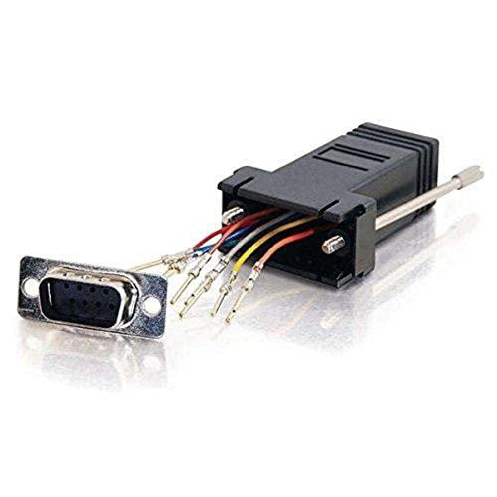 C2G 02947 RJ45 to DB9 Male Serial RS232 Modular Adapter, Black 1.5 Inch