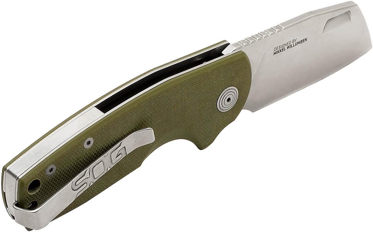 SOG Stout FLK Cleaver Daily Carry Folding Knives | G10 & Steel Handle | CRYO D2 Steel Blade | Short-Blade Frame Lock Folder