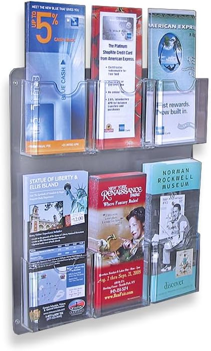 Azar Displays Wall-Mount Brochure Holders, Acrylic, Pack of 2