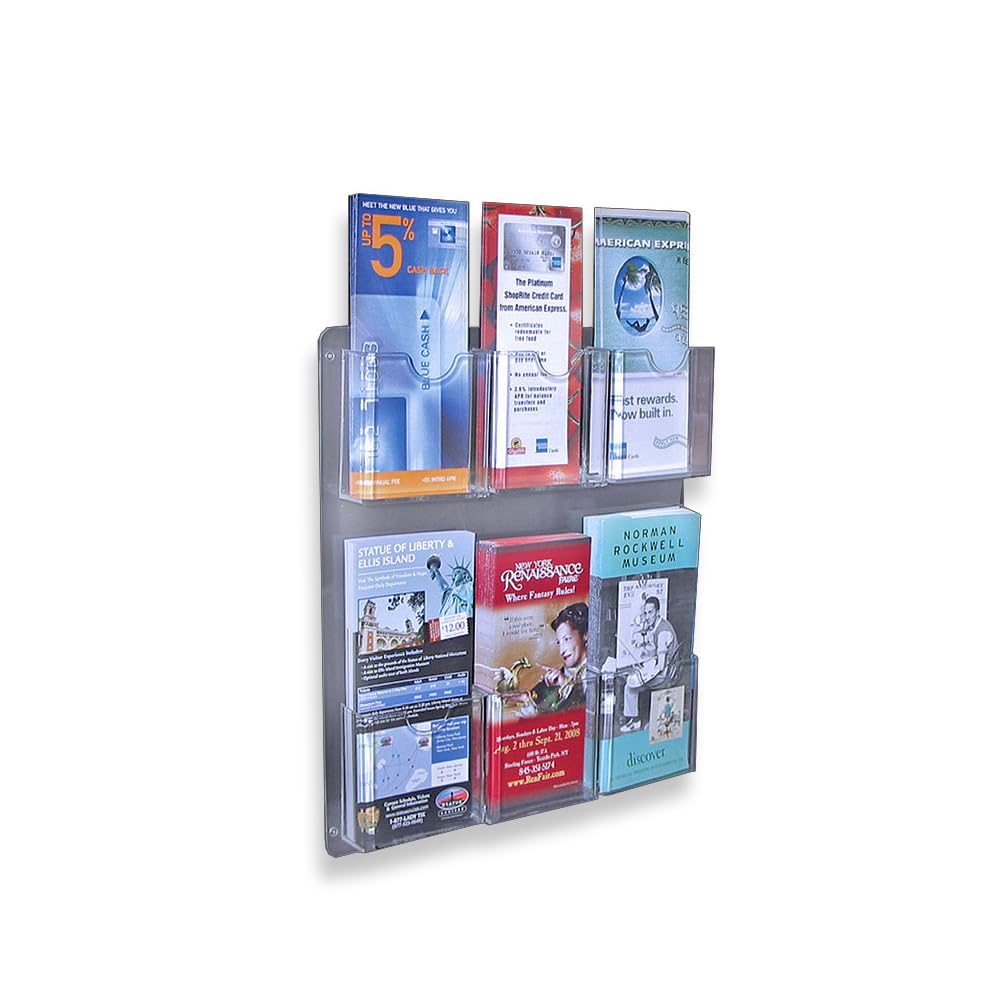 Azar Displays Wall-Mount Brochure Holders, Acrylic, Pack of 2