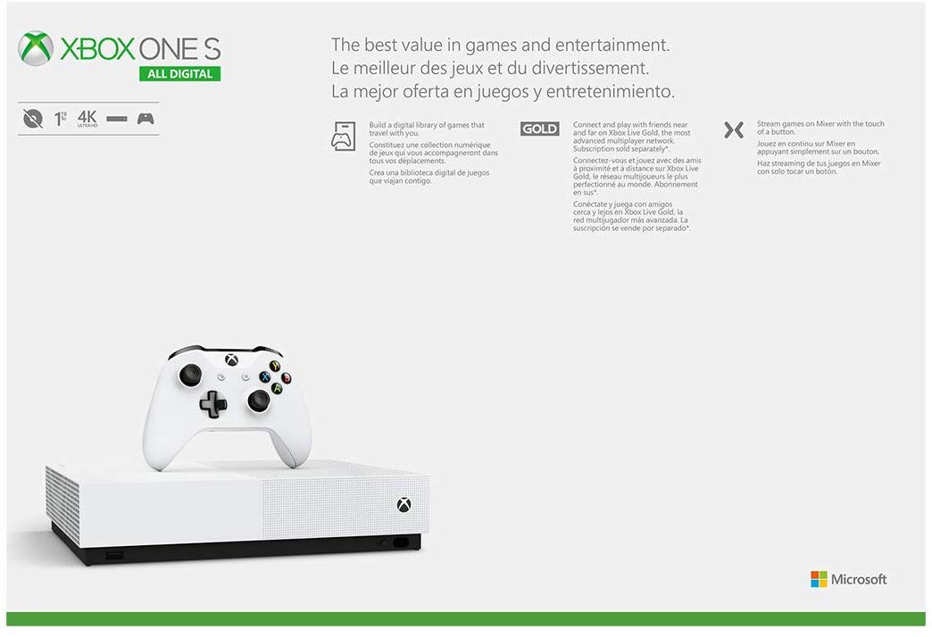 Microsoft Xbox One S 1TB All-Digital Edition Console Bundle + Armed Forces II (Special Edition) Wireless Controller