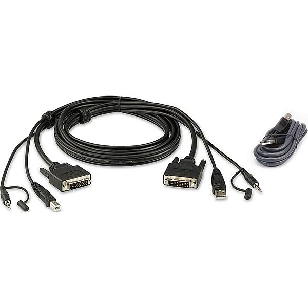 ATEN DVI to DVI Cable 6 FT DVI Male to Male Dual Link DVI-D Audio USB Combo Cable Kit for PC Desktop Monitor Projector