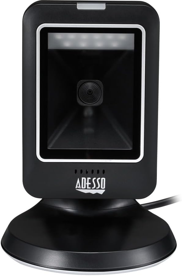 Adesso NuScan 2800U Omnidirectional 2D Desktop Barcode Scanner - Cable Connectivity - 12in Scan Distance - NUSCAN2800U