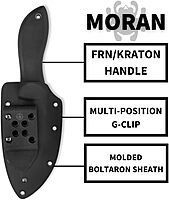 Spyderco Moran Fixed Blade Knife - Black FRN Handle with PlainEdge, Full-Flat Grind, VG-10 Steel Blade - Includes Boltaron Sheath - FB01P