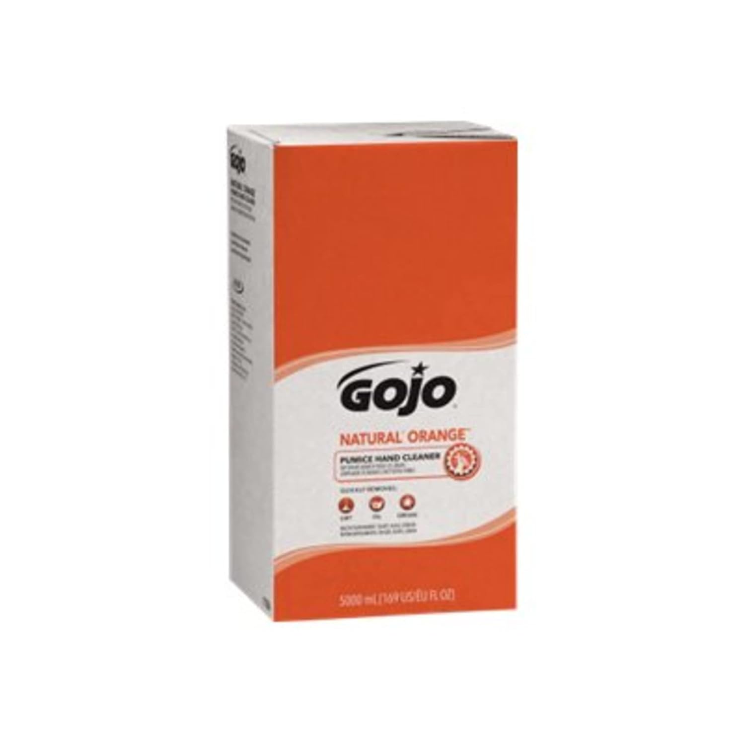 GOJO NATURAL ORANGE Pumice Hand Cleaner, 5000 mL Quick Acting Lotion Hand Cleaner Refill PRO TDX Dispenser (Pack of 2) - 7556-02 Orange Citrus 169.07 Fl Oz (Pack of 2)