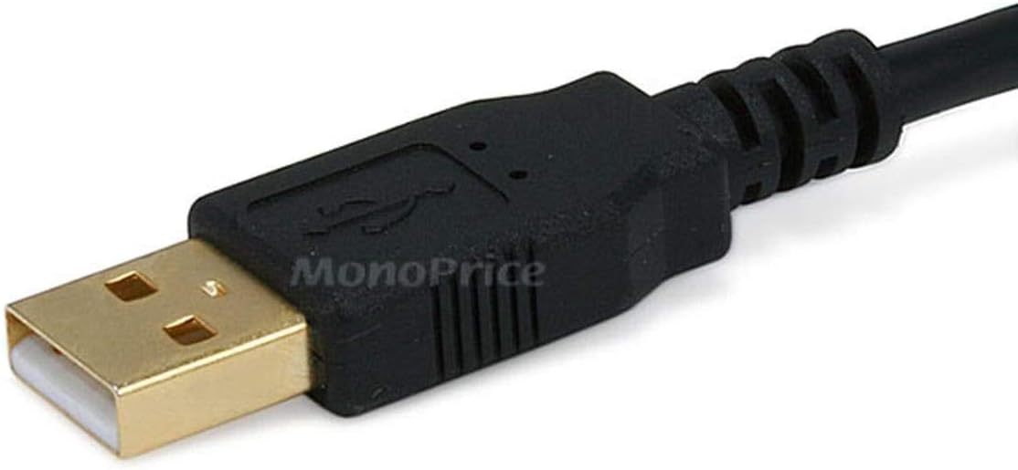 Monoprice 3-Feet USB 2.0 A Male to Mini-B 5pin Male 28/24AWG Cable with Ferrite Core (Gold Plated) (105447),Black