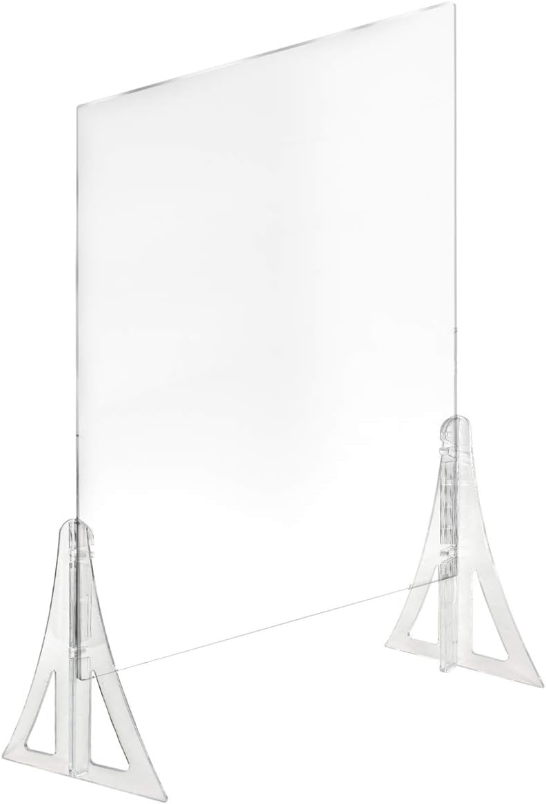 Azar Displays Protective Sneeze Guard for Counter and Desk - Acrylic Plexiglass Barrier (Pack of 2)