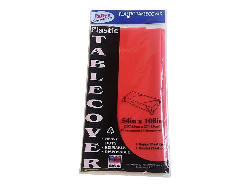 Tablemate Table Set Rectangular Table Covers, Heavyweight Plastic, 54" X 108", Black, 6/pack