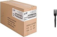 Genuine Joe Heavyweight Spoon and Fork Black Cutlery Set Spoon + Heavyweight Fork