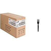 Genuine Joe Heavyweight Spoon and Fork Black Cutlery Set Spoon + Heavyweight Fork