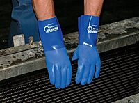 MCR SAFETY BlueCoat PVC Triple-Dipped Chemical Resistant Gloves with Seamless Knit Liner and Gauntlet