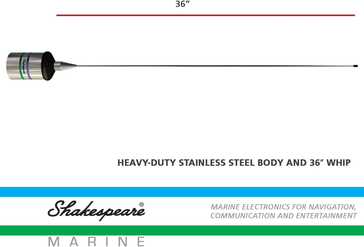 Shakespeare 5241-R Low Profile 3' VHF Marine Antenna Antenna Standard Packaging