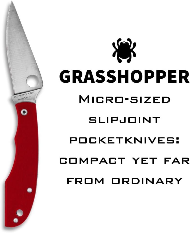 Spyderco Grasshopper Micro-Sized Slipjoint Knife with 2.3 Inch 12C27 Steel Blade and Durable G-10 Red Handle - PlainEdge