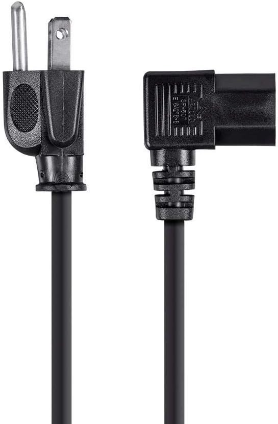 Monoprice 10ft 14AWG Right Angle Power Cord Cable w/ 3 Conductor PC Power Connector Socket (C13/5-15P) - Black 10 Feet