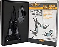 UZI UZI-GS-001 Survival Tactical Combo Pack with Multi-Tool Pliers and Keychain, Black