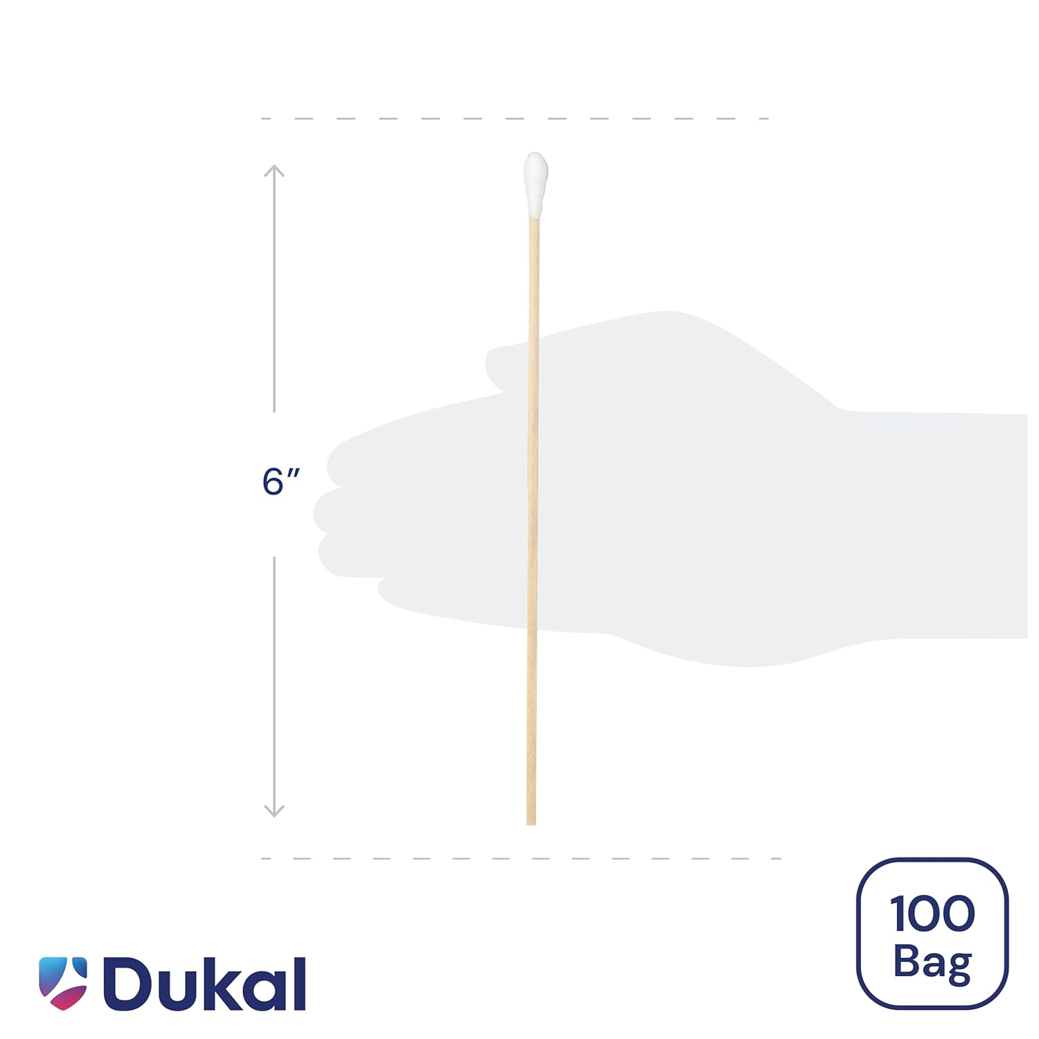 Dukal 9006 Cotton Tipped Applicator, Non-Sterile, 6" (10 Bags of 100) (Pack of 1000)