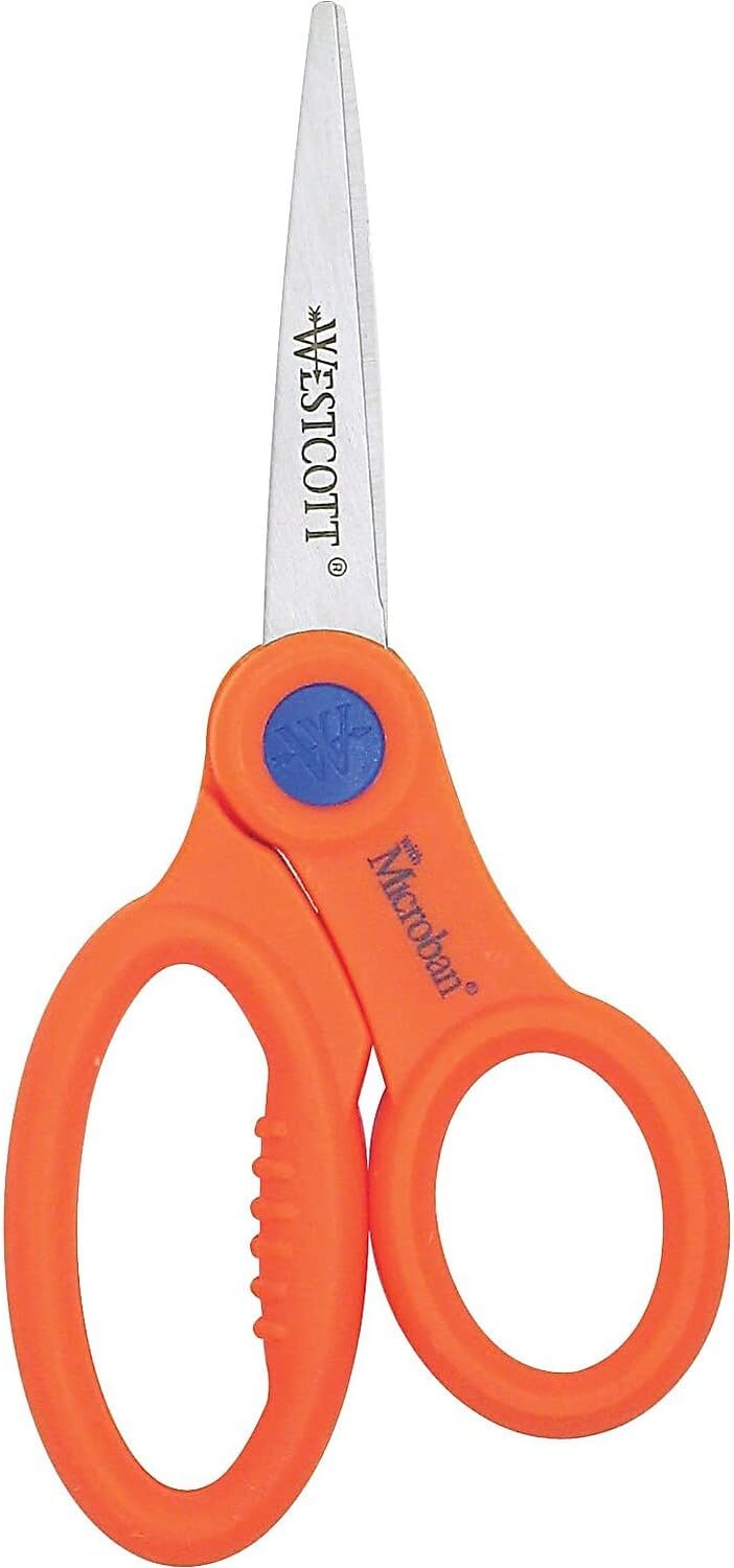 Westcott Ant-Microbial Kids Scissors, 5in, Pointed, Assorted Colors