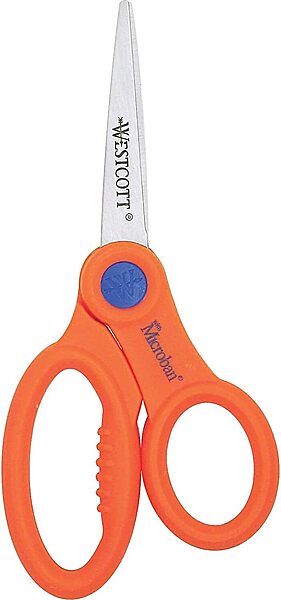 Westcott Ant-Microbial Kids Scissors, 5in, Pointed, Assorted Colors