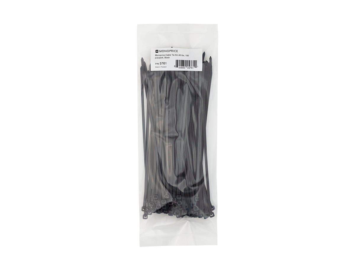 MONOPRICE Cable Ties 100-Piece Pack Nylon Zip Ties - Black