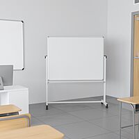Flash Furniture HERCULES Series 53"W x 62.5"H Double-Sided Mobile White Board with Pen Tray