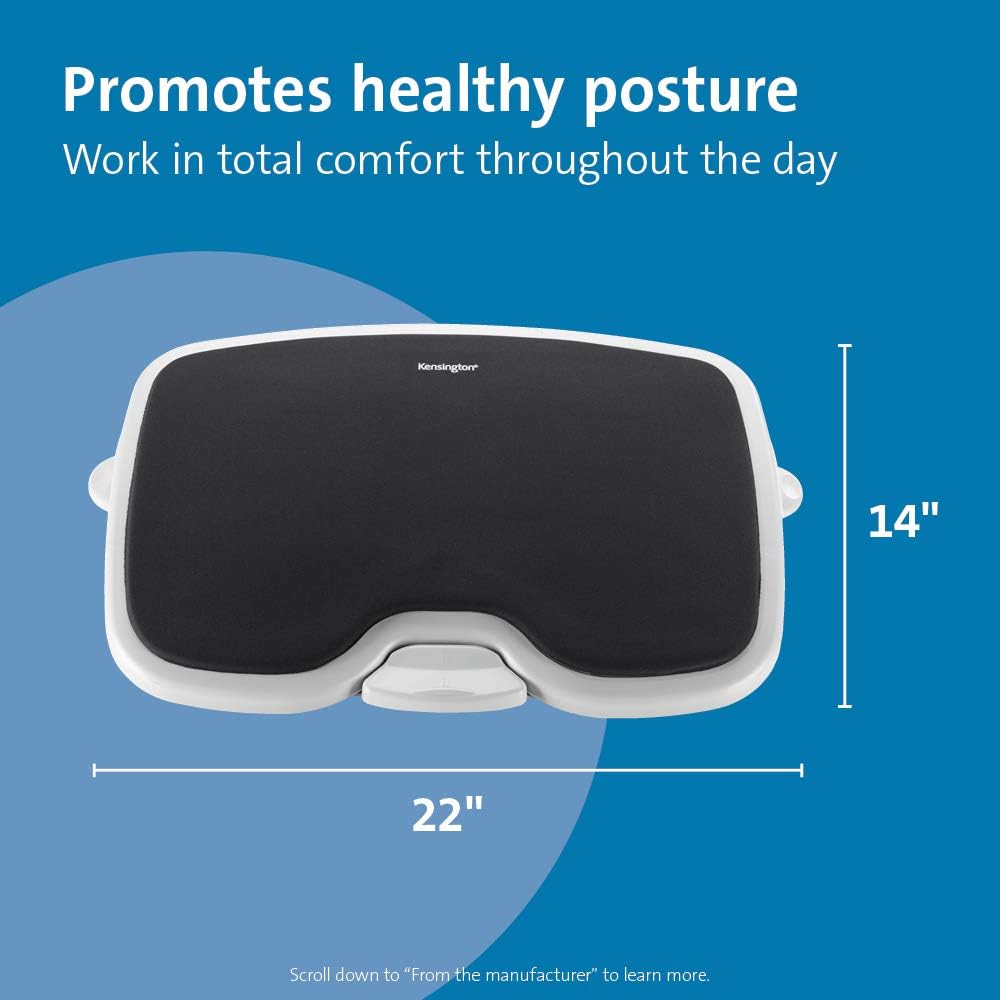 Kensington Foot Rest For Under Desk At Work, Smartfit Comfort Memory Foam Angle and Height Adjustable Footrest