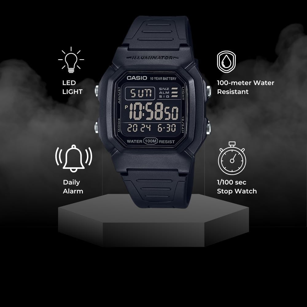 Casio W800HG Series | Men’s Digital Watch | 100 Meter Water Resistance | Multi Function Alarm | 100 SEC Stopwatch | Auto