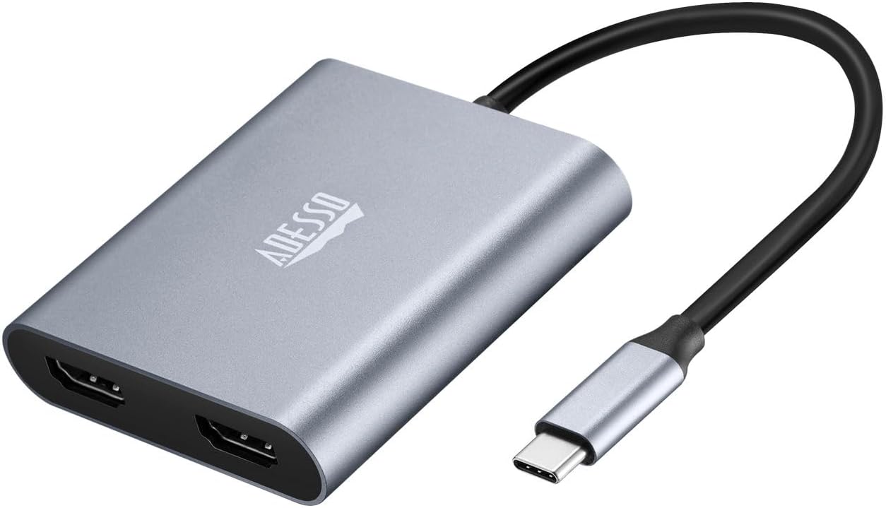 USB C to Dual HDMI Adapter, Compact and Portable USB C Adapter, Supports 4K@60Hz and Dual 2K/1080P@60Hz