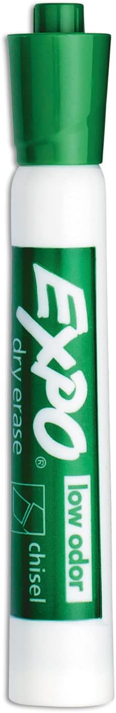 EXPO Dry Erase Markers, Low Odor Ink, Green, Chisel Tip, 12 Count - Whiteboard, Calendar, Organization