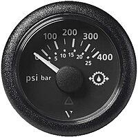 Veratron 2-1/16" (52mm) ViewLine Transmission Oil Pressure 400 PSI/25 Bar - Black Dial & Round Bezel