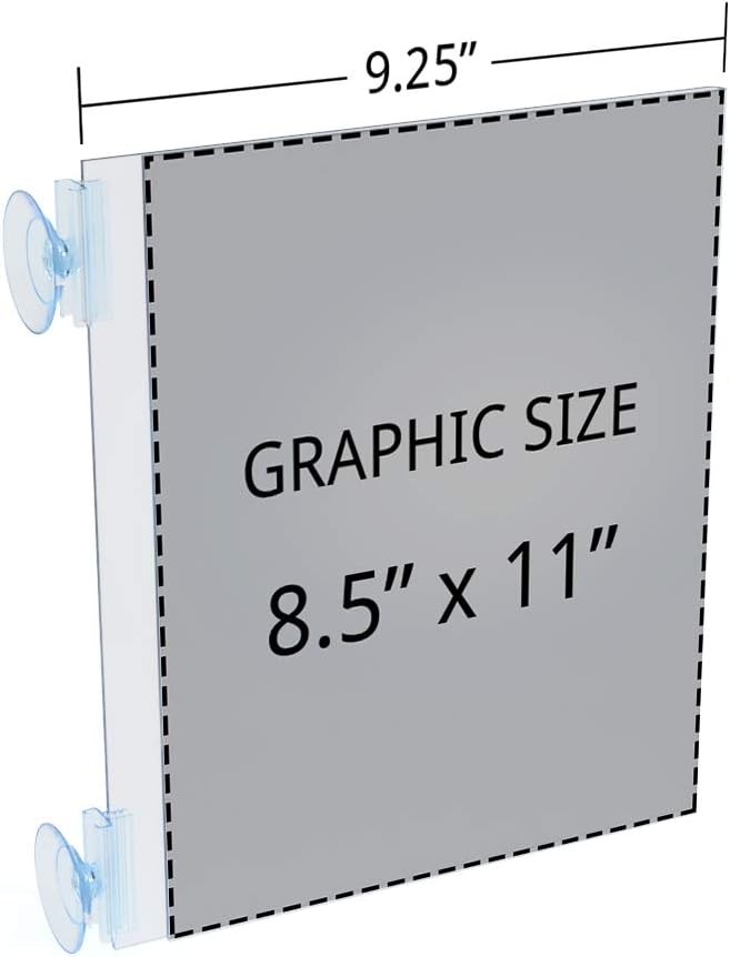 Azar Displays 106688 Two Sided Acrylic Sign Holder Suction Grippers,8.5" x 11" Pack of 10