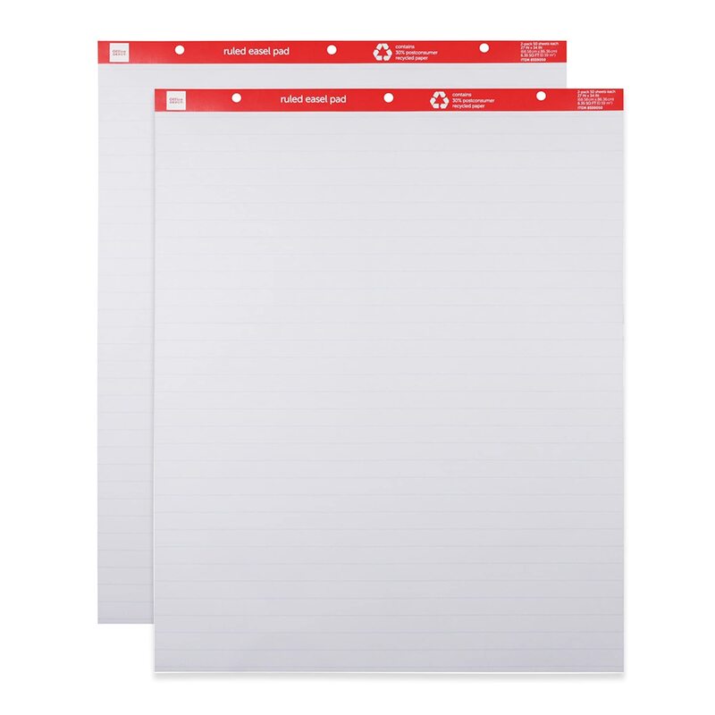 Office Depot® Brand Easel Pads, 27" x 34", Ruled, 50 Sheets, 30% Recycled, White, Pack Of 2