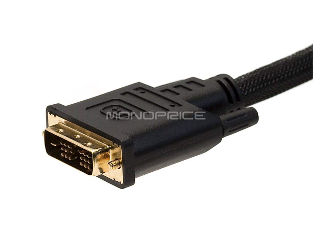Monoprice HDMI to DVI Adapter Cable - CL2, High Speed with Net Jacket, 24AWG, 6 Feet, Black Black 6ft