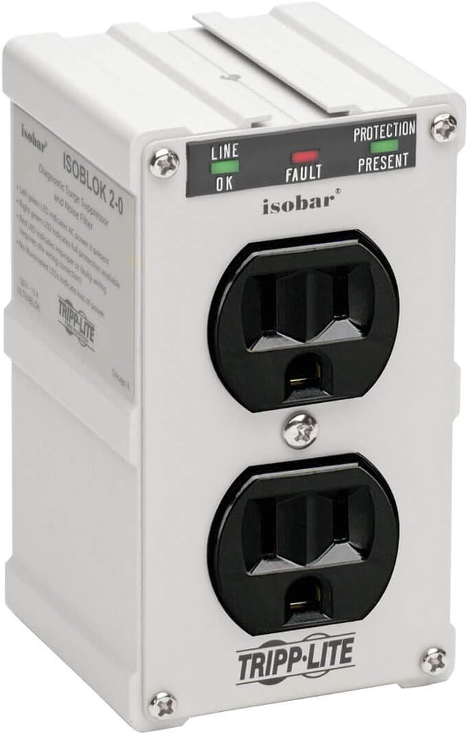 Tripp Lite Isobar ISOBLOK2-0 Heavy Duty Outlet Extender, Wall Power Strip Surge Protector, 2 Outlets, Direct Plug-in, White