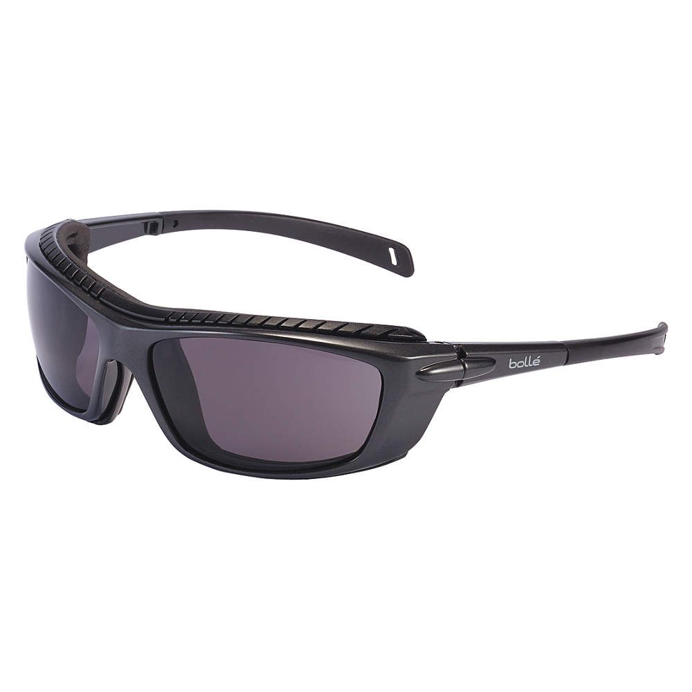 Bolle Safety Eyewear Safety Smoke PC Anti Scratch | Anti Fog Platinum Black Blue, Multi, 40277, One Size