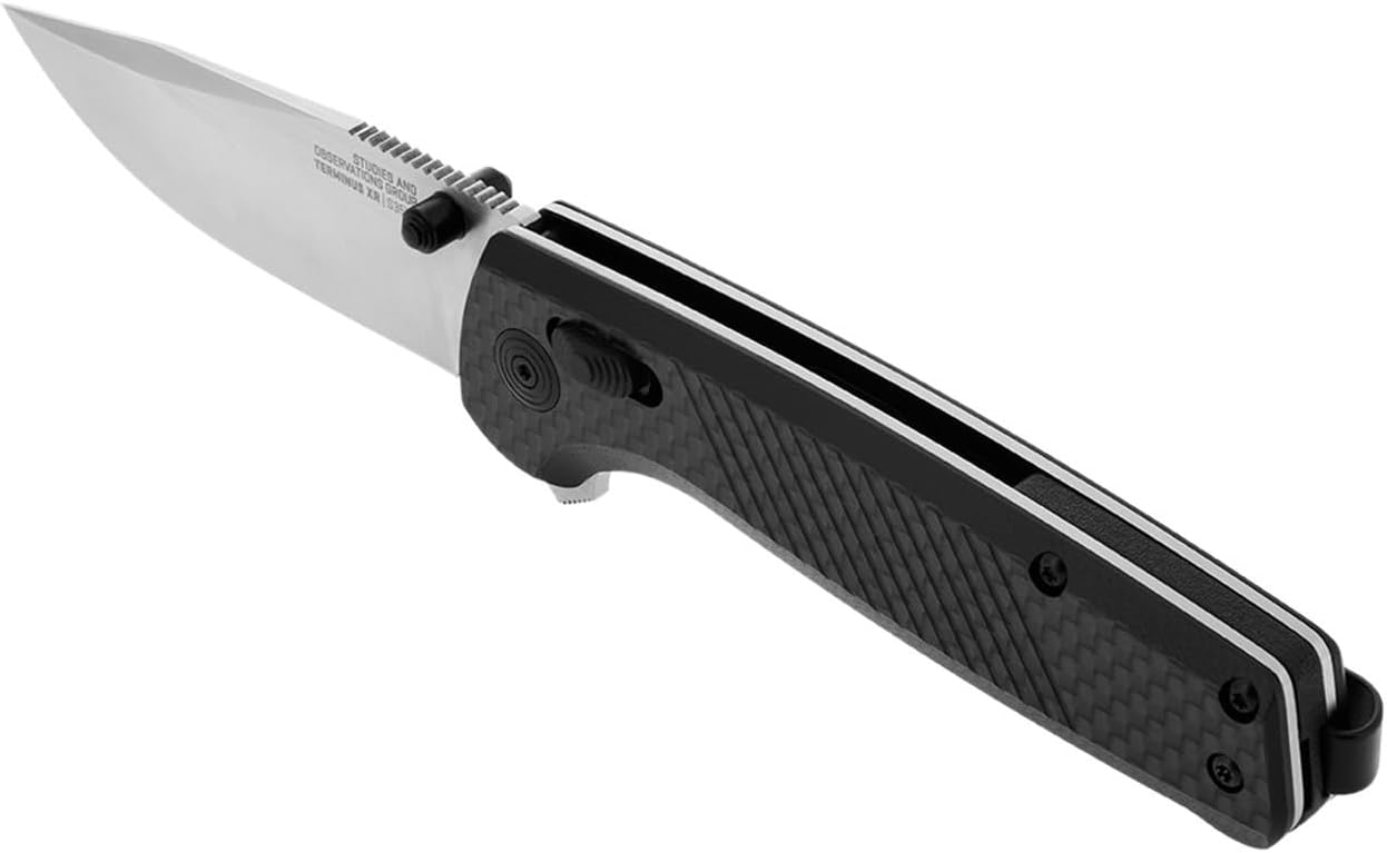 SOG Terminus XR Ergonomic Ambidextrous Lightweight Sleek Balanced Folding Knife| G10 Carbon Fiber Handle | S35VN Steel Blade