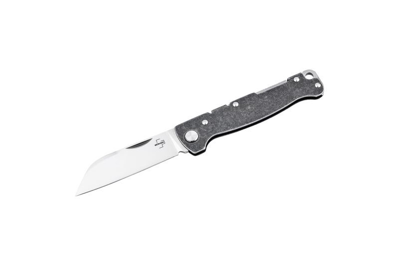 BÖKER PLUS® Atlas Backlock Sheepfoot Pocket Knife - Two-handed full metal folding knife with D2 Sheepfoot blade - EDC pocket knife with stainless steel metal handle scales