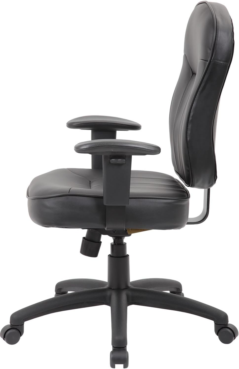 Boss Office Products Leather Task Adjustable Arms Chair, Black