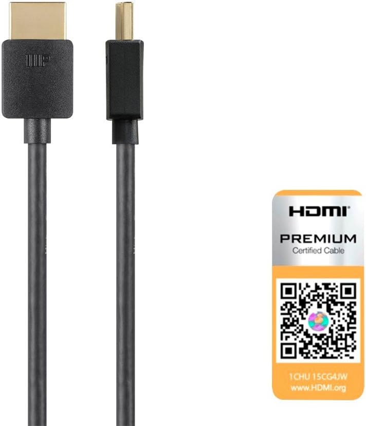 Monoprice High Speed HDMI Cable - 2 Feet - Black| Certified Premium, 4K@60Hz, HDR, 18Gbps