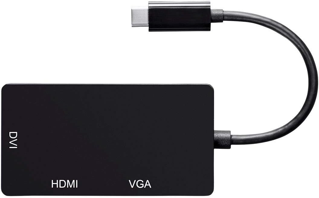 Monoprice USB Type-C to 4K HDMI, Single Link DVI, and VGA Passive Adapter,6in Cable Length, Black - Consul Series