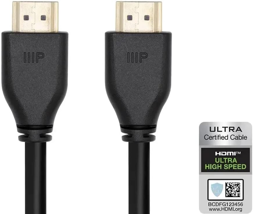 Monoprice 8K Certified Ultra High Speed HDMI Cable - HDMI 2.1, 8K@60Hz, 4K@120Hz, 48Gbps, HDR, VRR, CL2 in-Wall Rated, 20ft