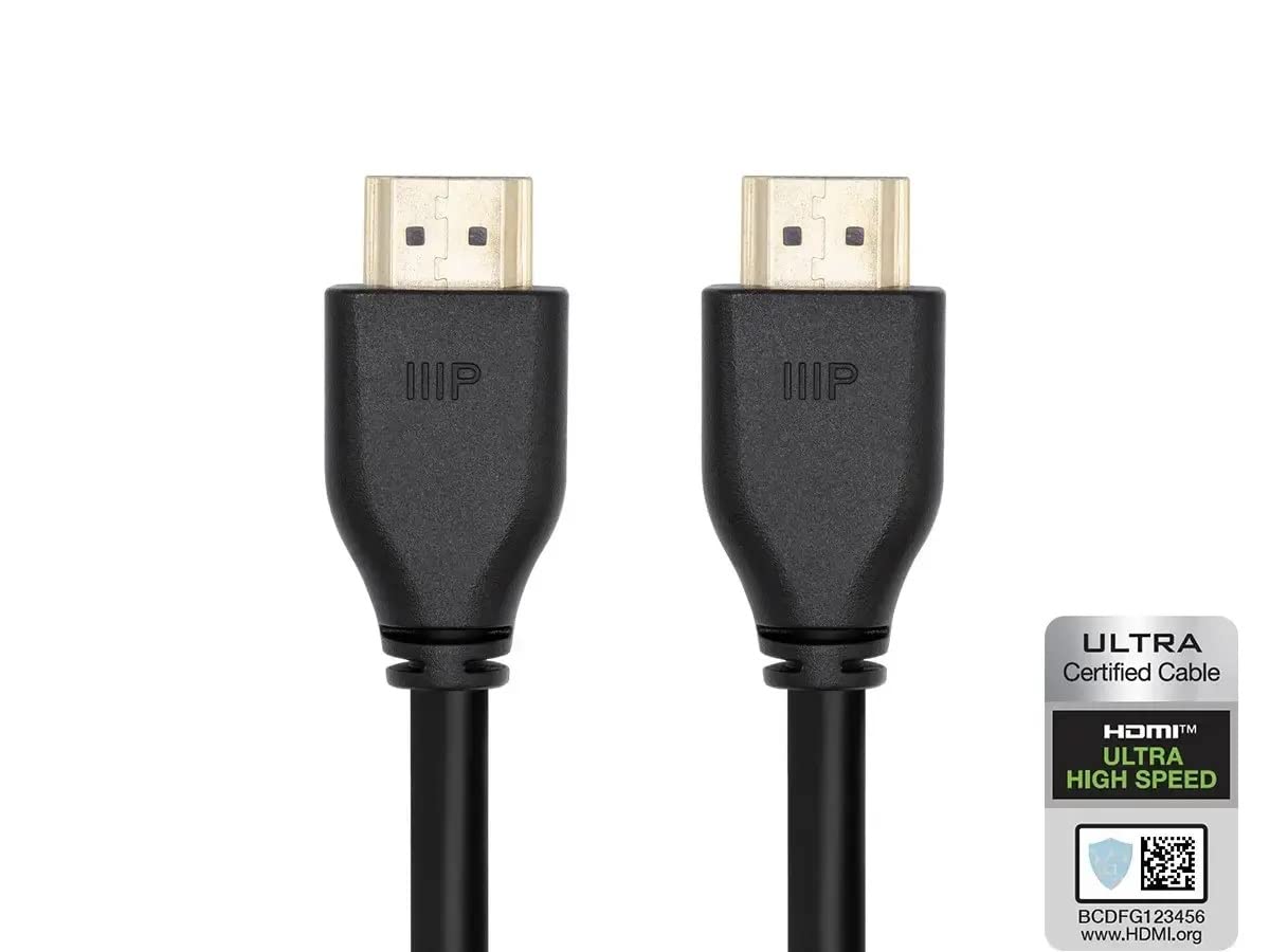 Monoprice 8K Certified Ultra High Speed HDMI Cable - HDMI 2.1, 8K@60Hz, 4K@120Hz, 48Gbps, HDR, VRR, CL2 in-Wall Rated, 20ft