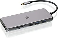 IOGEAR USB-C Triple Display Dock Station - 4K 60Hz - 2 HDMI - 1 DisplayPort - 2 USB2 - 2 USB3 - Ethernet - 3.5mm Audio