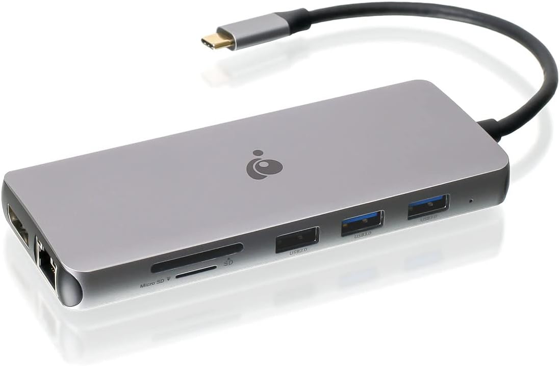 IOGEAR USB-C Triple Display Dock Station - 4K 60Hz - 2 HDMI - 1 DisplayPort - 2 USB2 - 2 USB3 - Ethernet - 3.5mm Audio