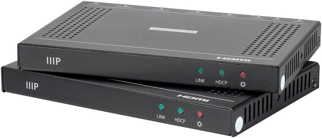 Monoprice 4K Pro HDBaseT Extender Kit, 100 Meters with PoH, RS232, HDCP 2.2, Black - Blackbird Series