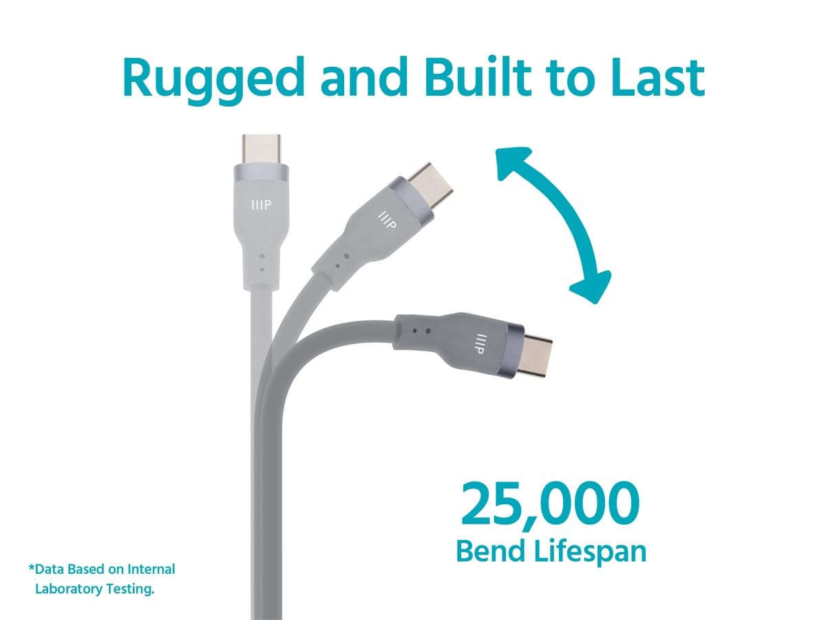 Monoprice USB 2.0 USB-C to USB-C Silicone Cable 3ft Gray