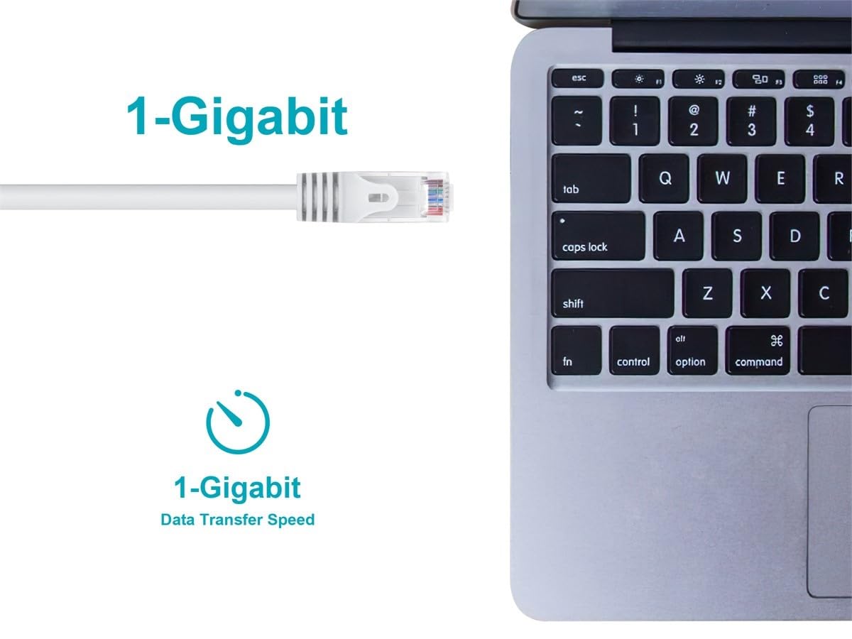 Monoprice Cat6 3ft White Patch Cable UTP 24AWG 550MHz Pure Bare Copper Snagless RJ45 Flexboot Series Ethernet Cable 1