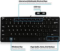Adesso SlimTouch 510 Mini Keyboard with USB Hubs (AKB-510HB), Black