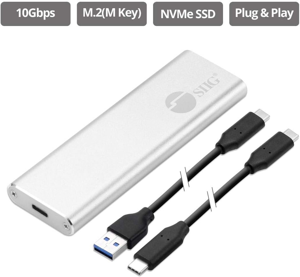 SIIG USB C Nvme SSD Portable Enclosure, 10Gbps USB 3.1 Gen 2 to NVMe SSD