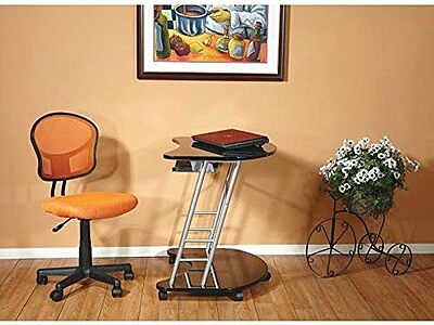 OSP Home Furnishings EM Series Mesh Back Armless Task Chair with Padded Fabric Seat and 360 Degree Swivel, Orange